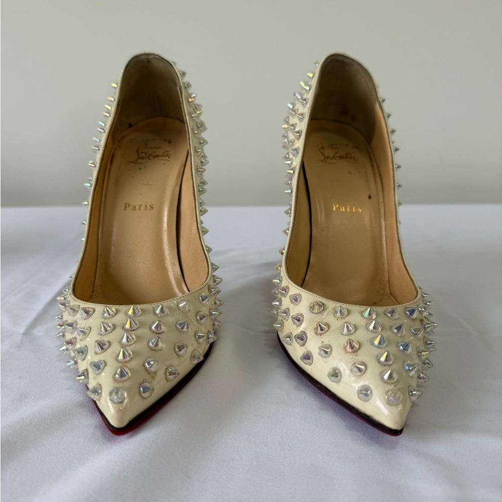 Christian Louboutin Cream Spiked Heels